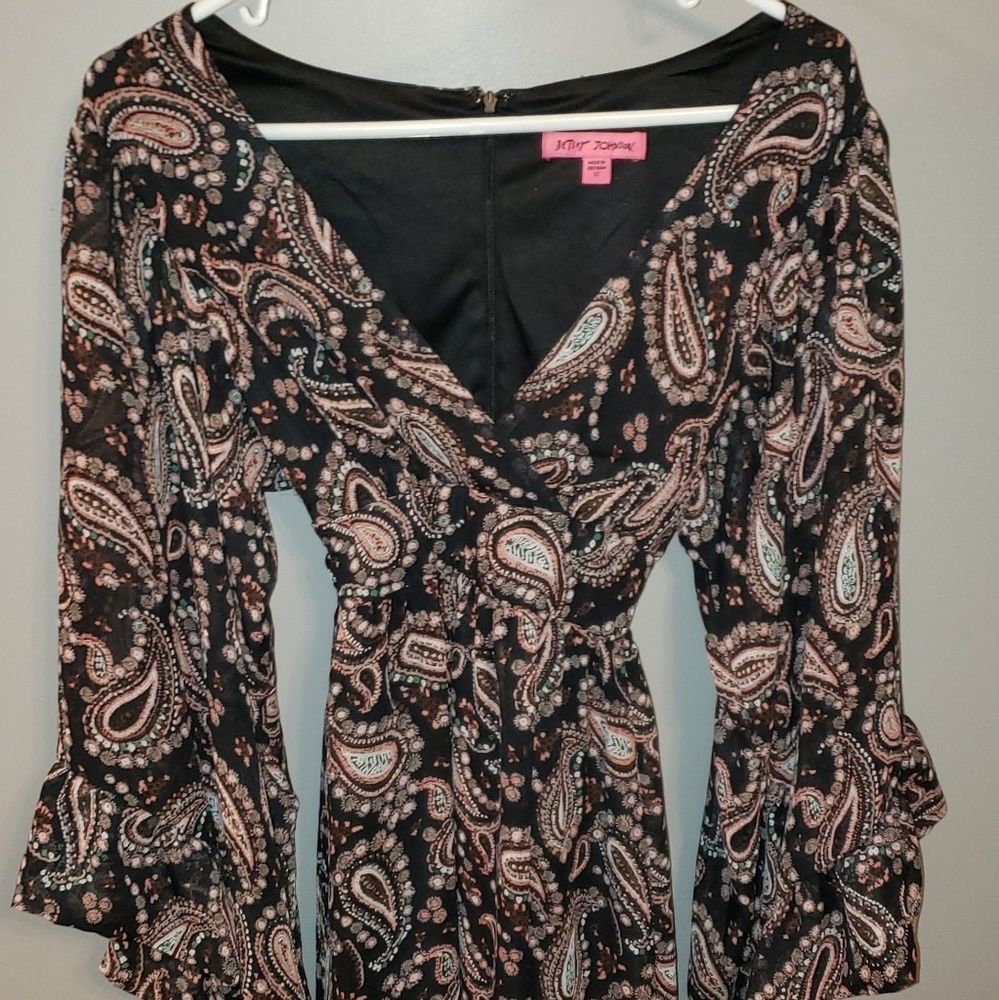 Betsey Johnson Paisley dramatic sleeve dress